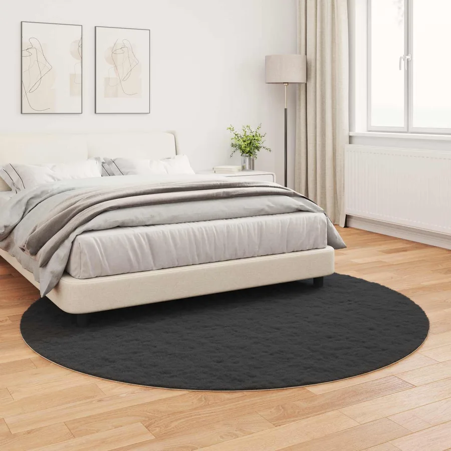 Tapis antidérapant en fausse de lapin OLITE Noir Ø 160 cm - 4
