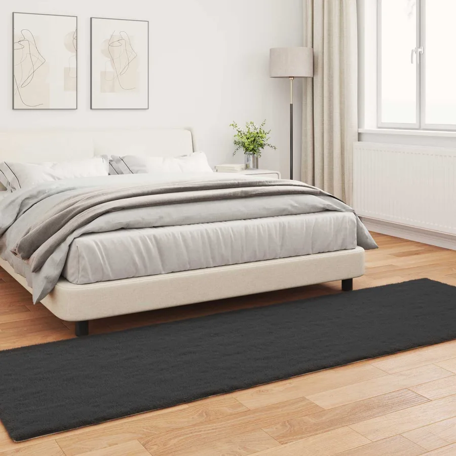 Tapis antidérapant en fausse de lapin OLITE Noir 80 x 250 cm - 4
