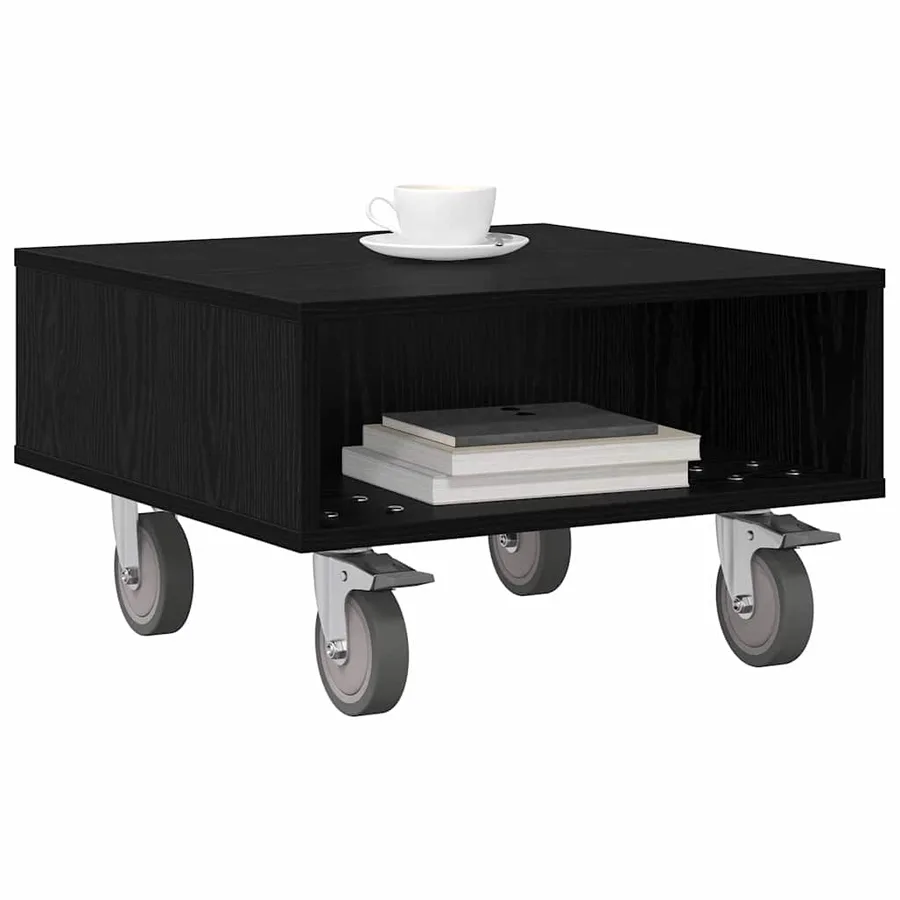 Table d'appoint avec roues Chêne noir 50,5 x 50 x 30 cm - 3