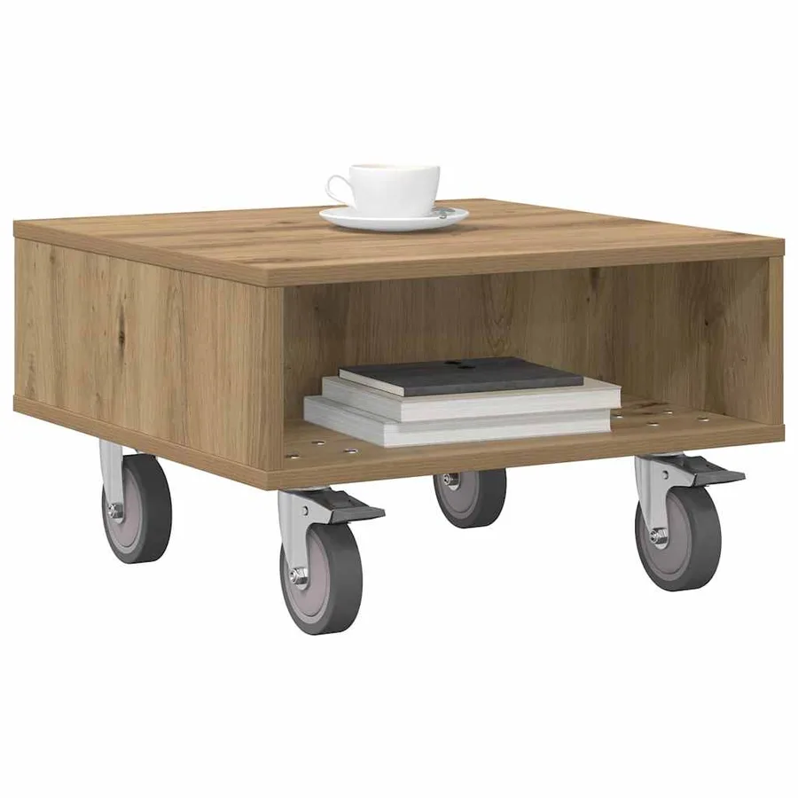 Table d'appoint avec roues Chêne artisanal 50,5 x 50 x 30 cm - 3