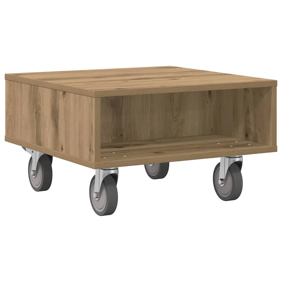 Table d'appoint avec roues Chêne artisanal 50,5 x 50 x 30 cm - 7