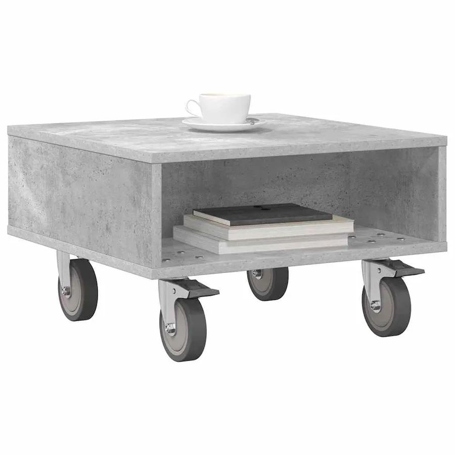 Table d'appoint avec roues Gris béton 50,5 x 50 x 30 cm - 3