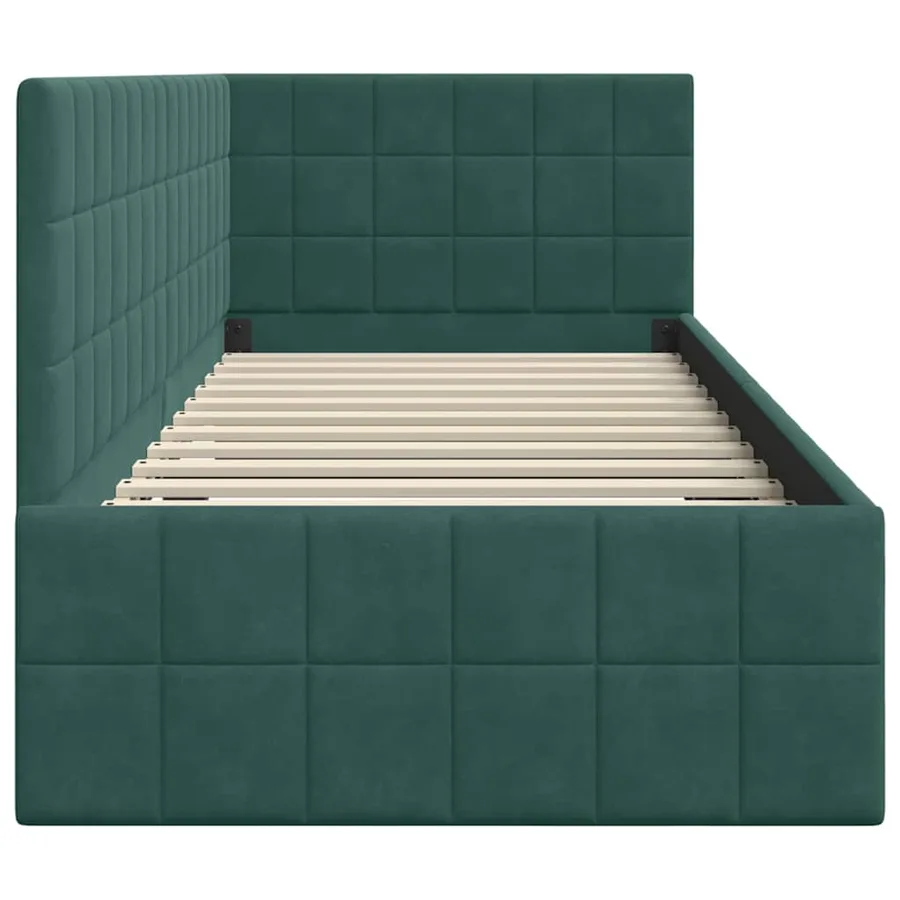 Cadre de lit d'angle Vert foncé 80 cm x 200 cm Velours - 6