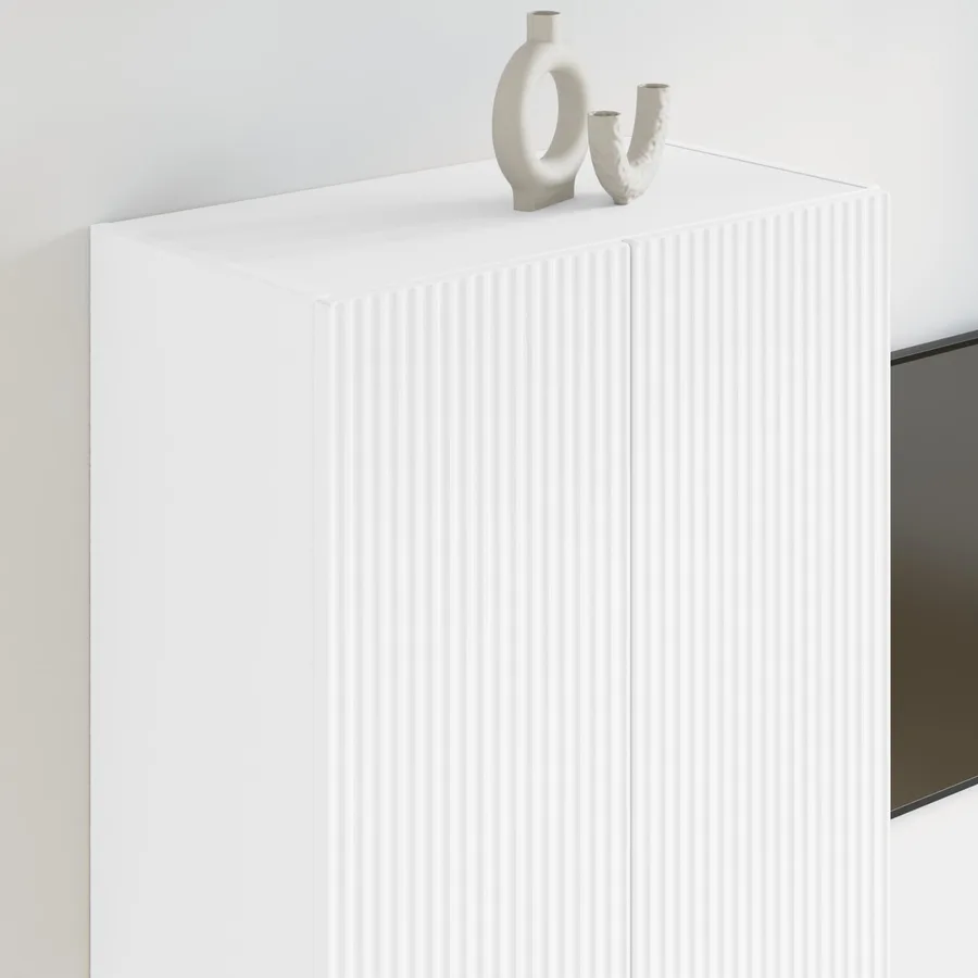 Meuble TV mural Blanc 59,5 x 31 x 100 cm Bois d'ingénierie - 4