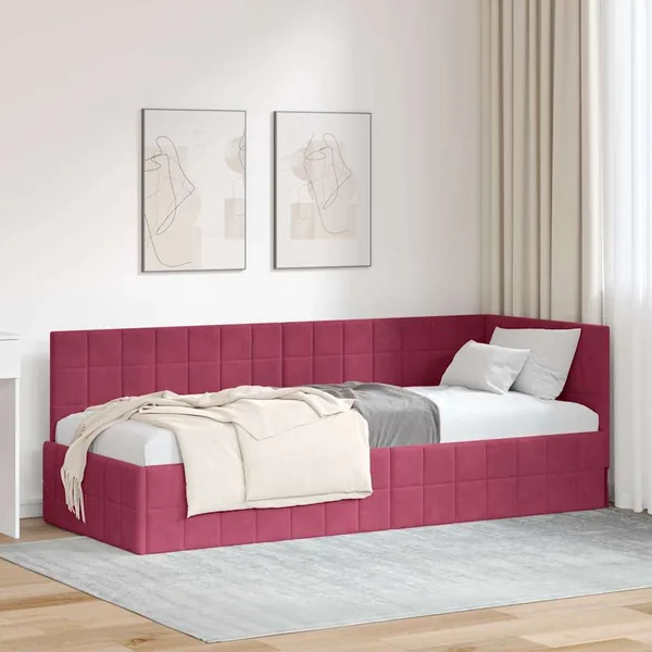 Cadre de lit d'angle Bordeaux 80 cm x 200 cm Velours