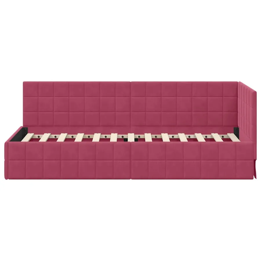 Cadre de lit d'angle Bordeaux 80 cm x 200 cm Velours - 5