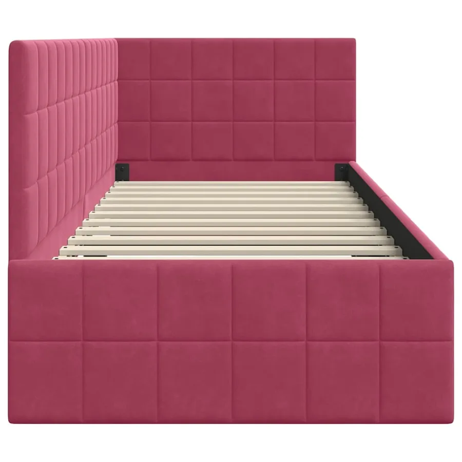 Cadre de lit d'angle Bordeaux 80 cm x 200 cm Velours - 6