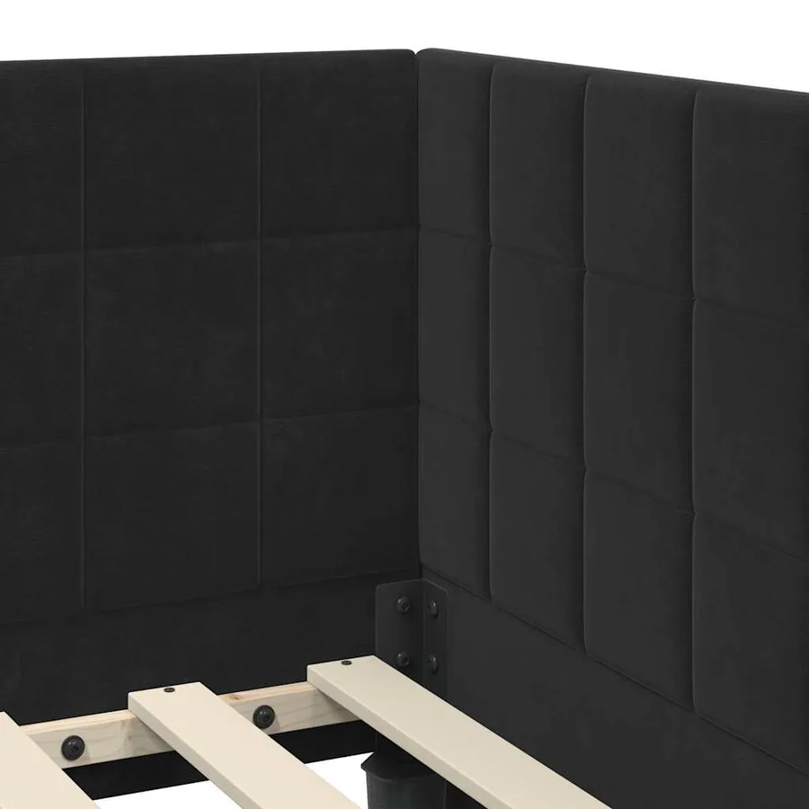 Cadre de lit d'angle avec matelas 2 pcs Noir Velours - 10