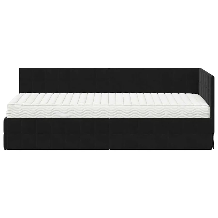 Cadre de lit d'angle avec matelas 2 pcs Noir Velours - 5