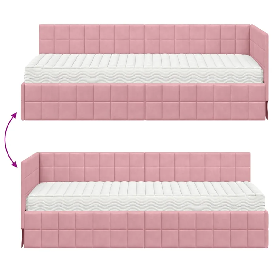 Cadre de lit d'angle avec matelas 2 pcs Gris Velours - 12
