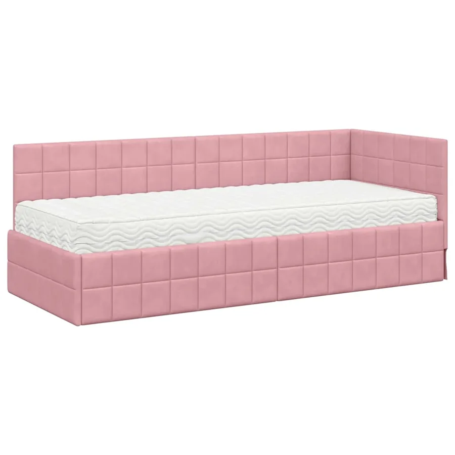 Cadre de lit d'angle avec matelas 2 pcs Gris Velours - 4
