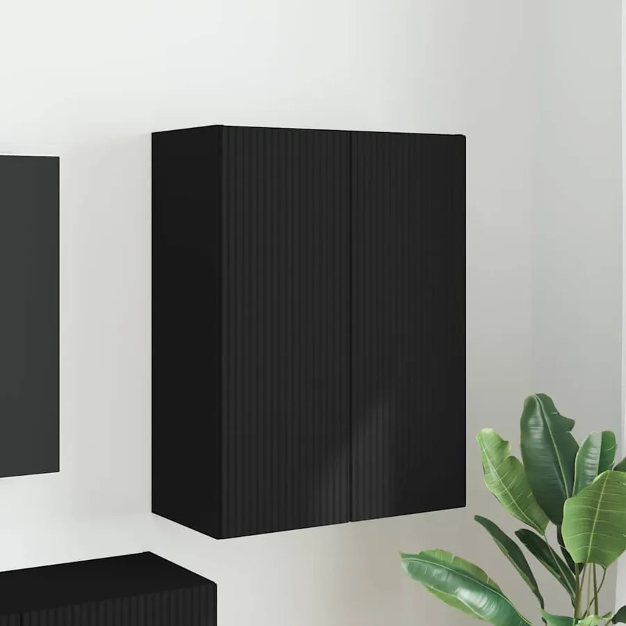 Meuble TV mural Noir 59,5 x 31 x 80 cm Bois d'ingénierie
