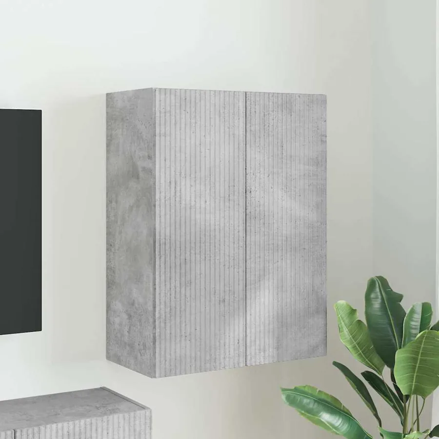 Meuble TV mural Gris béton 59,5 x 31 x 80 cm Bois d'ingénierie