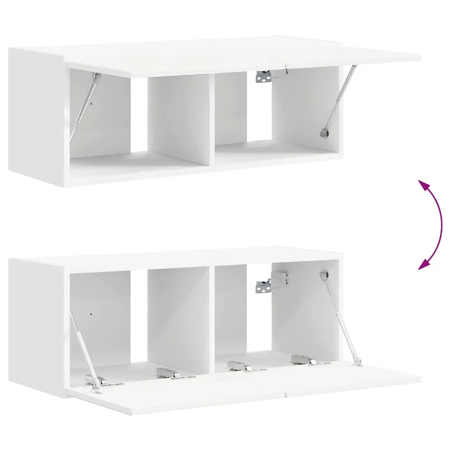Meuble TV mural Montage mural 2 pcs Blanc 78,5 x 31 x 29,5 cm - 12