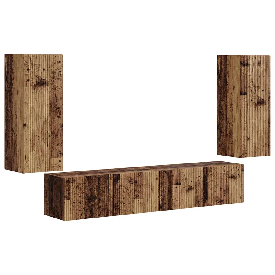 Ensemble de meuble TV mural 4 pcs Bois ancien Bois d'ingénierie - 2