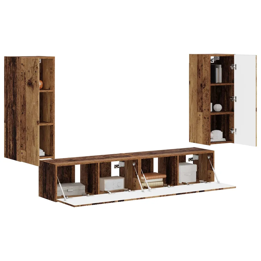 Ensemble de meuble TV mural 4 pcs Bois ancien Bois d'ingénierie - 3