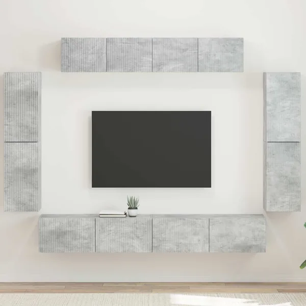 Meuble TV 8 pcs Gris béton
