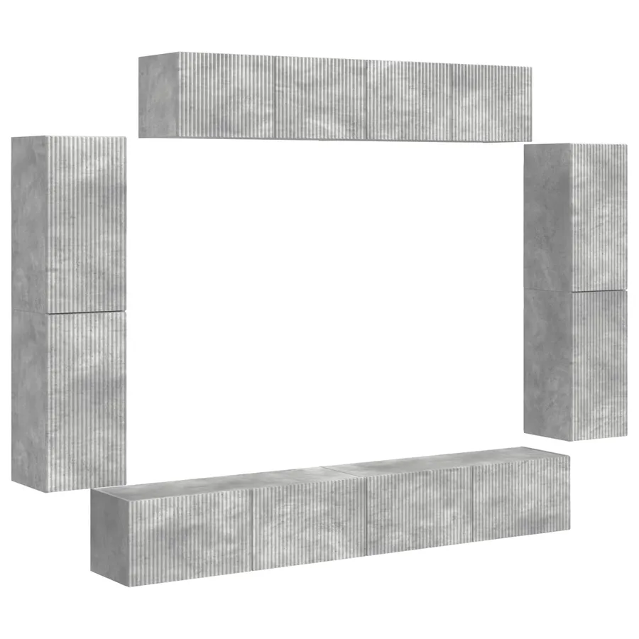 Meuble TV 8 pcs Gris béton - 2