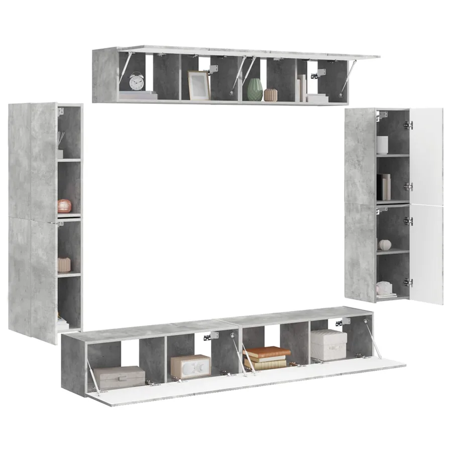 Meuble TV 8 pcs Gris béton - 3
