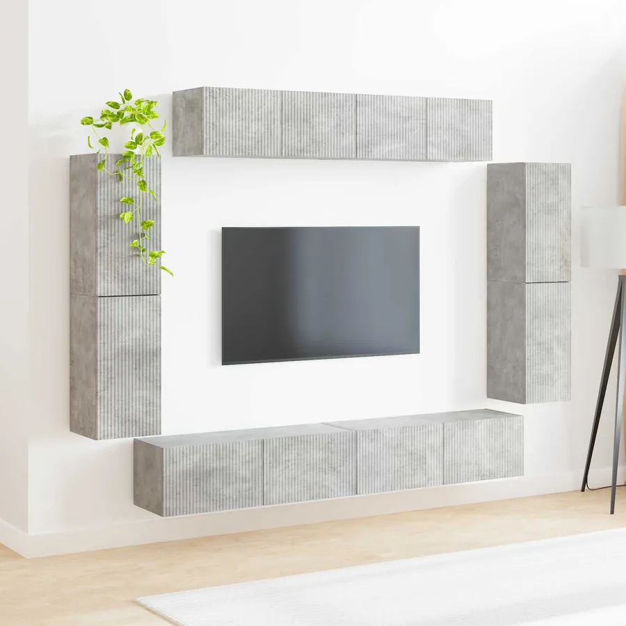 Meuble TV 8 pcs Gris béton - 4