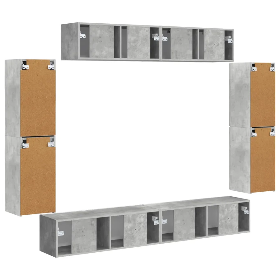 Meuble TV 8 pcs Gris béton - 9