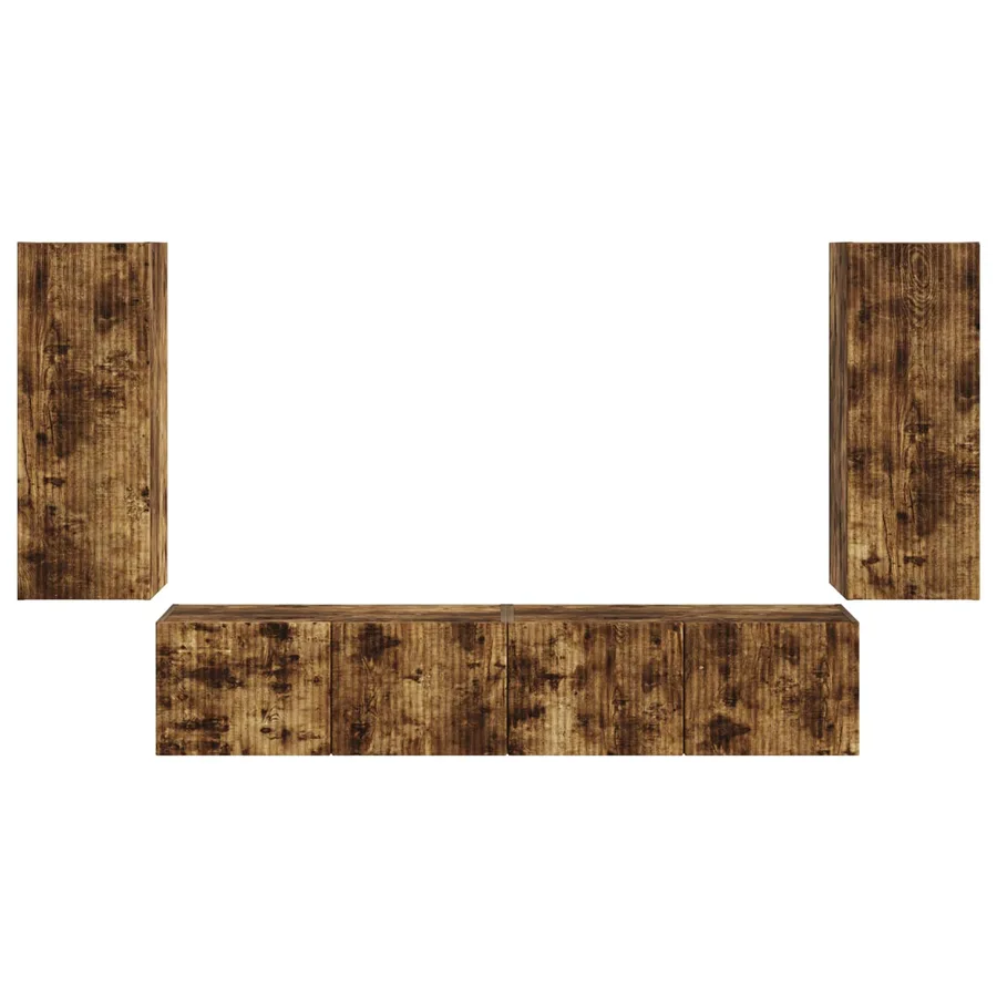 Ensemble de meuble TV mural 4 pcs Chêne fumé Bois d'ingénierie - 7
