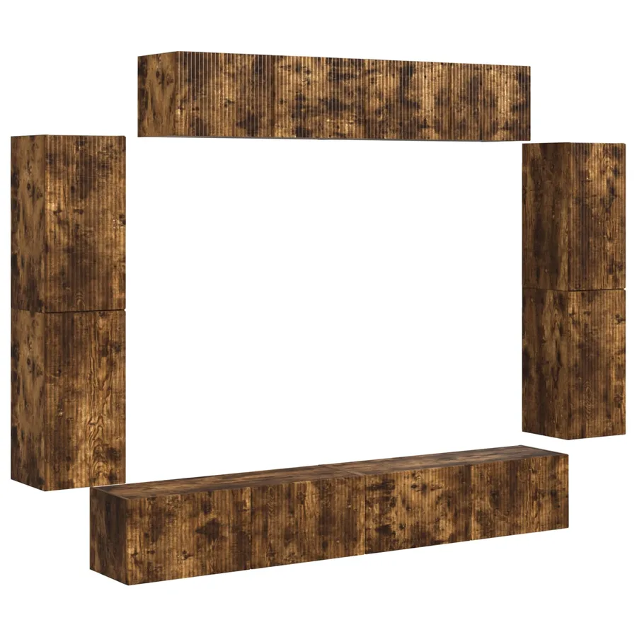 Meuble TV 8 pcs Chêne fumé - 2