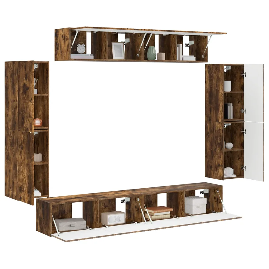 Meuble TV 8 pcs Chêne fumé - 3