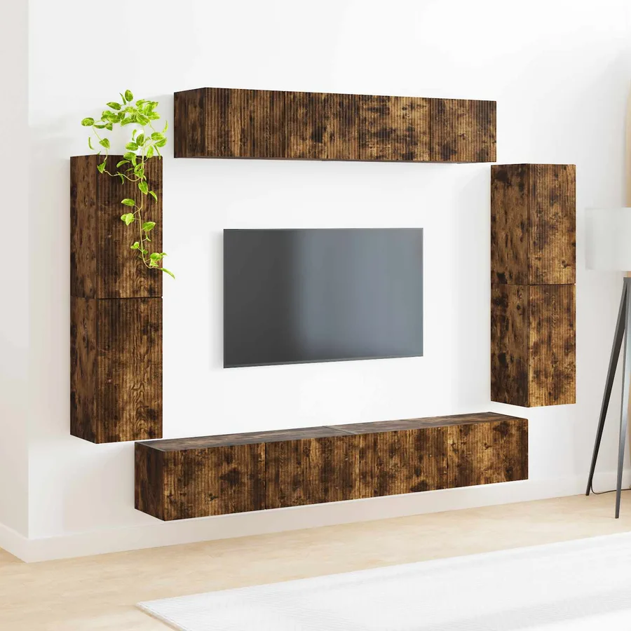 Meuble TV 8 pcs Chêne fumé - 4