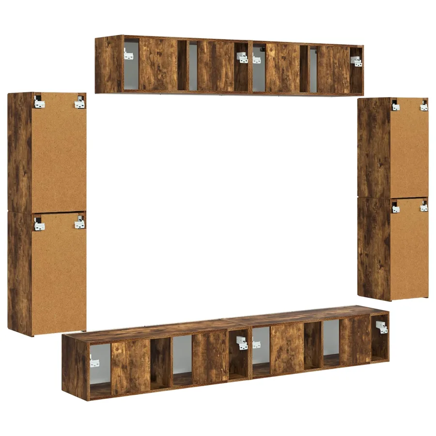 Meuble TV 8 pcs Chêne fumé - 9