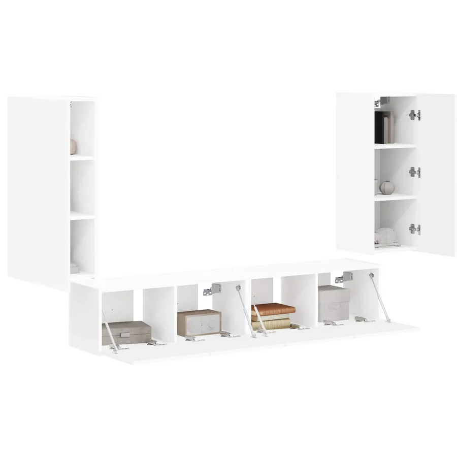 Ensemble de meuble TV mural 4 pcs Blanc Bois d'ingénierie - 3