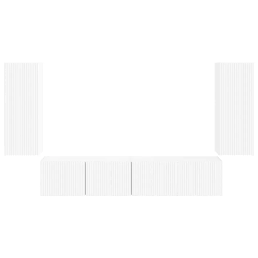 Ensemble de meuble TV mural 4 pcs Blanc Bois d'ingénierie - 7