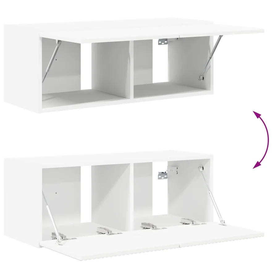 Ensemble de meuble TV mural 4 pcs Blanc Bois d'ingénierie - 8