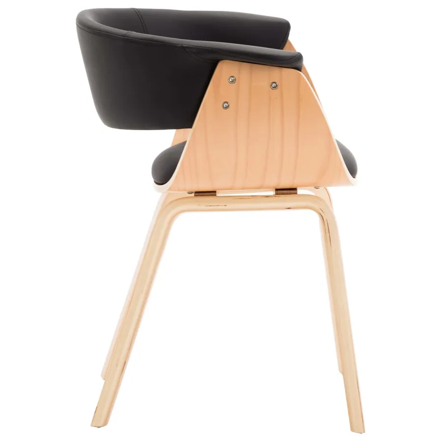 Chaises à manger lot de 4 noir bois courbé et similicuir - 6