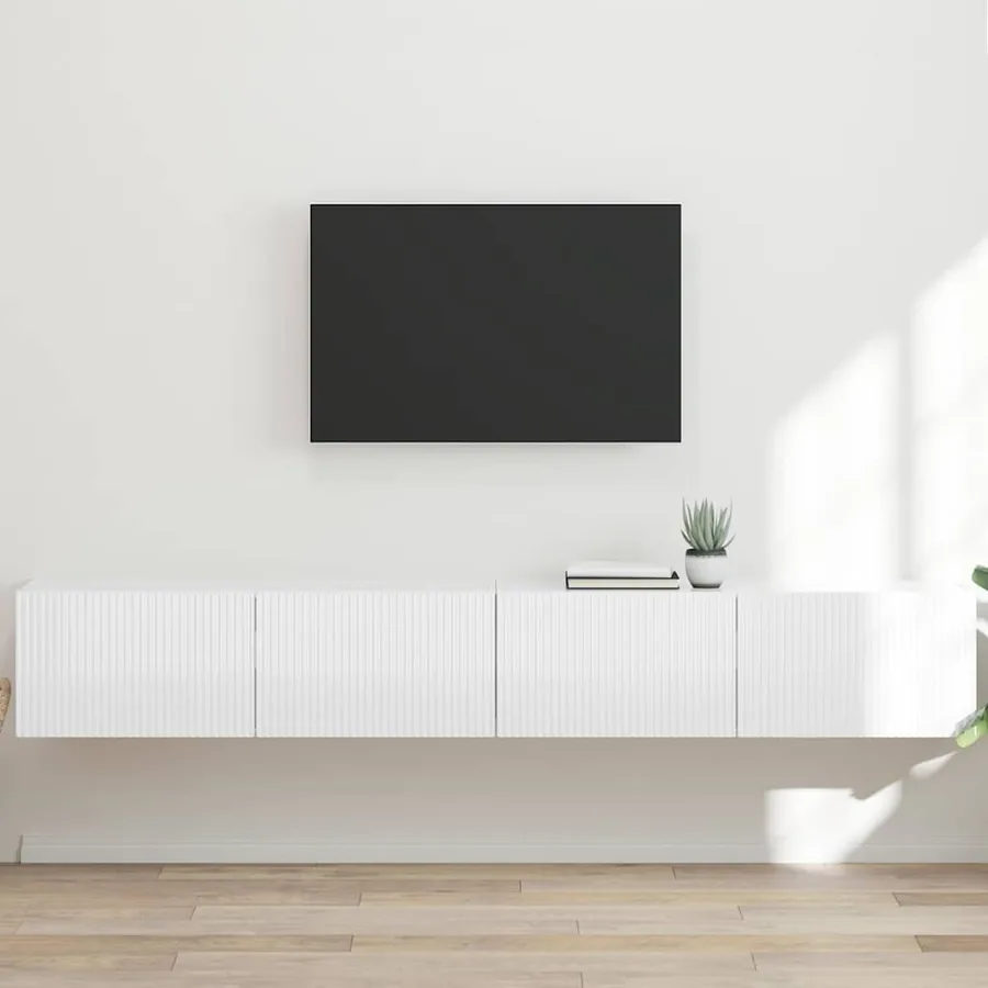 Meuble TV mural 2 pcs Blanc Brillant 98 x 31 x 29,5 cm