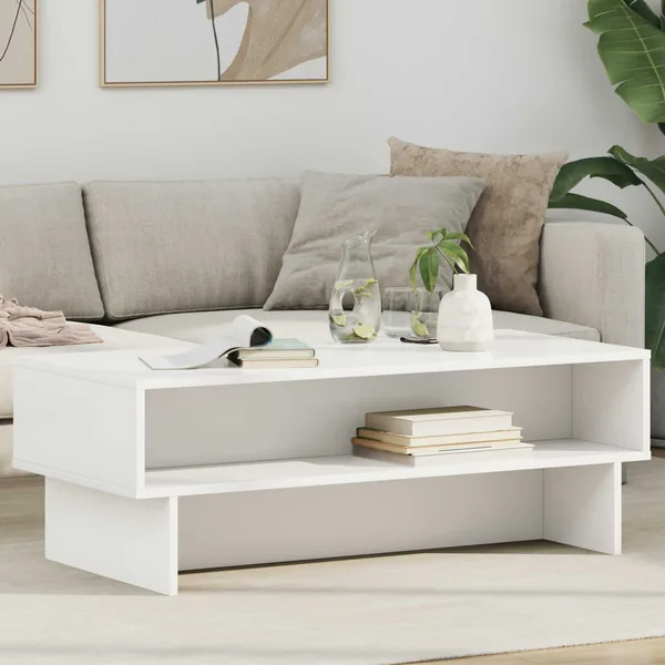 Table basse Blanc 100 x 46 x 35 cm Bois d'ingénierie