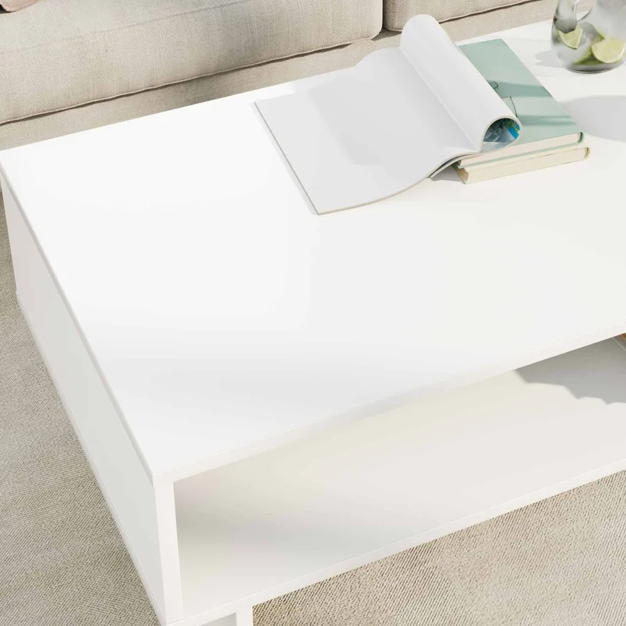 Table basse Blanc 100 x 46 x 35 cm Bois d'ingénierie - 4