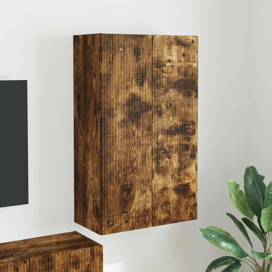 Meuble TV mural Chêne fumé 59,5 x 31 x 100 cm Bois d'ingénierie