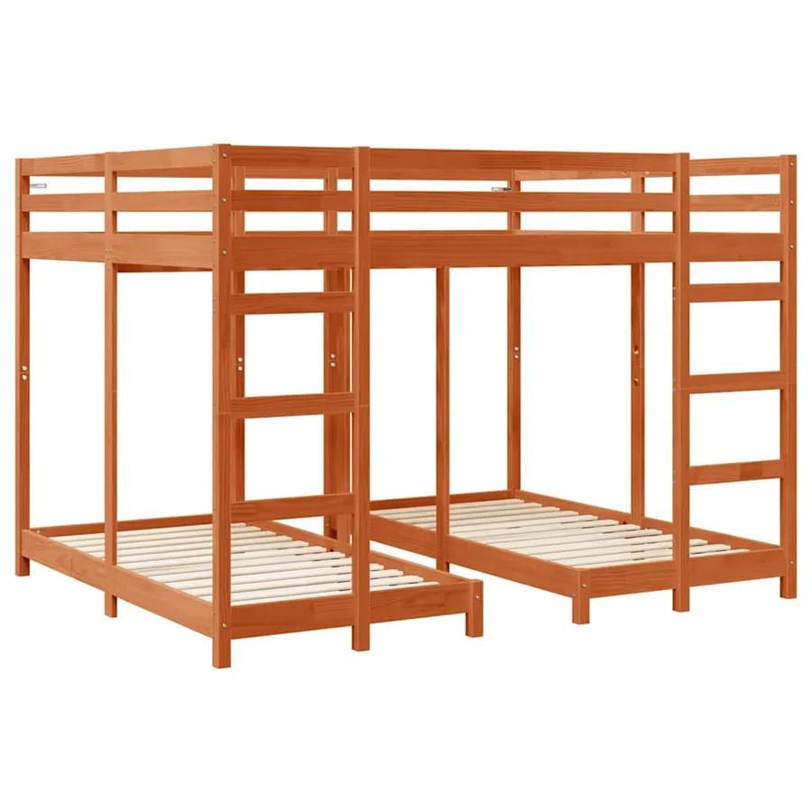 Cadre de lit superposé triple Marron cire 160 x 200 cm - 3