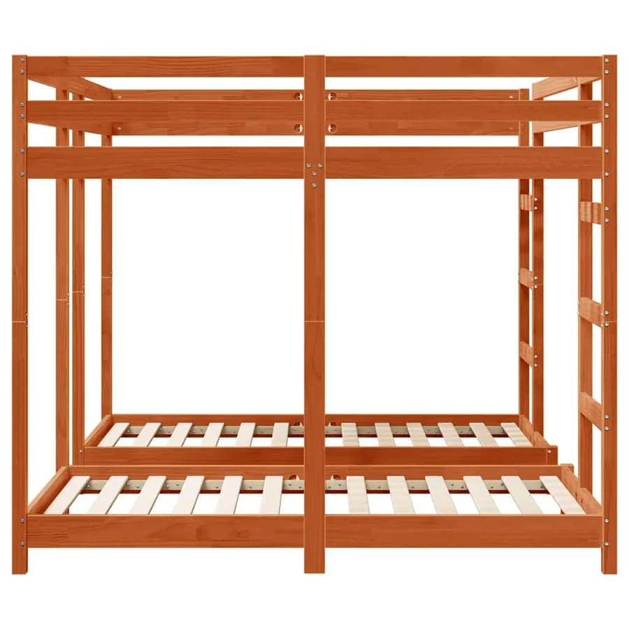 Cadre de lit superposé triple Marron cire 160 x 200 cm - 5