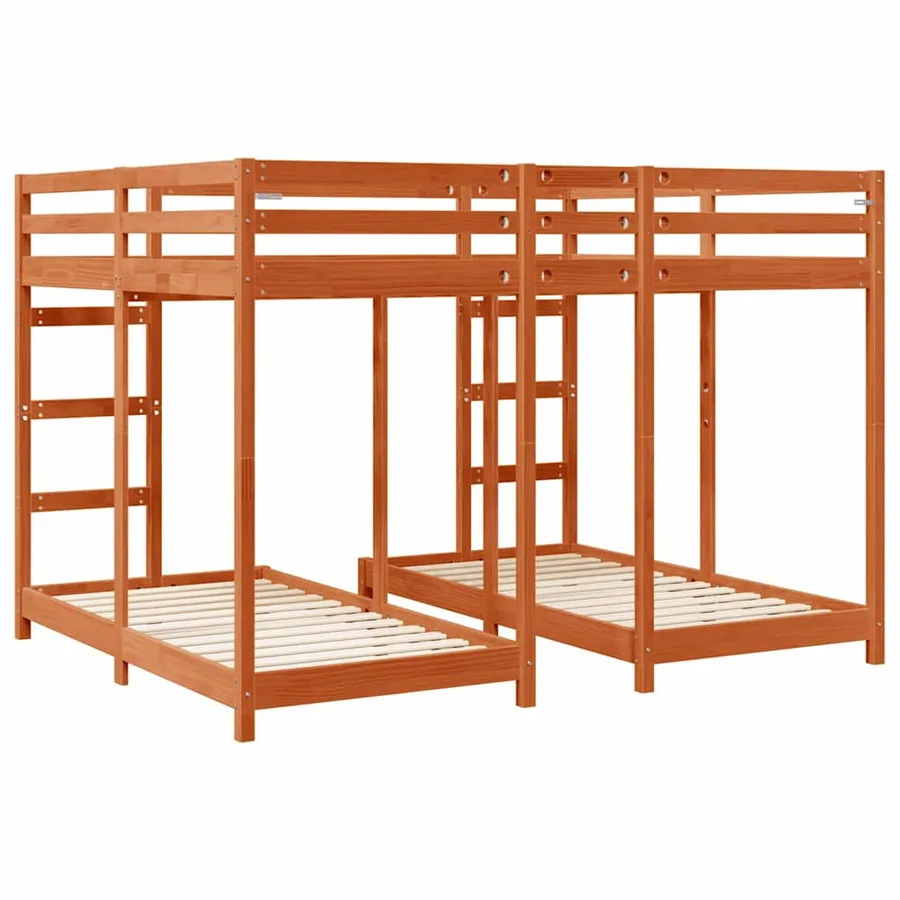 Cadre de lit superposé triple Marron cire 160 x 200 cm - 6