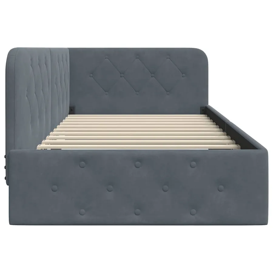 Cadre de lit d'angle Gris foncé 100 x 200 cm Velours - 6