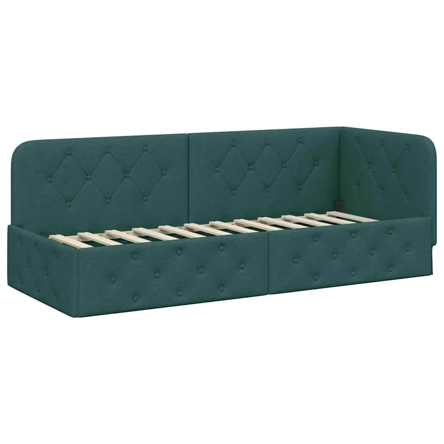 Cadre de lit d'angle Vert foncé 80 x 200 cm tissu - 2