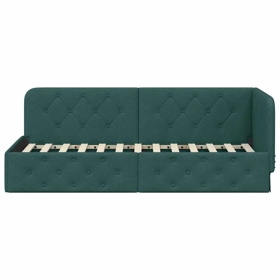 Cadre de lit d'angle Vert foncé 80 x 200 cm tissu - 5