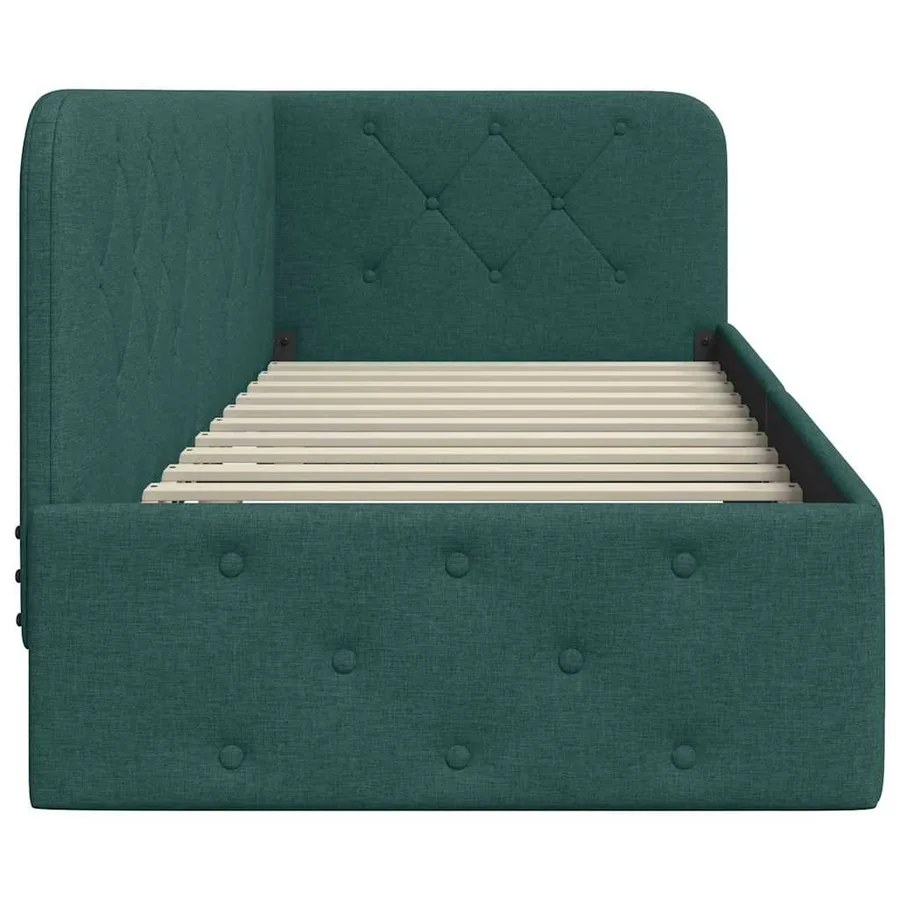 Cadre de lit d'angle Vert foncé 80 x 200 cm tissu - 6
