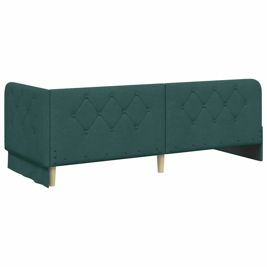 Cadre de lit d'angle Vert foncé 80 x 200 cm tissu - 7