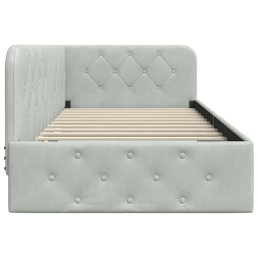 Cadre de lit d'angle Gris clair 90 x 200 cm Velours - 6