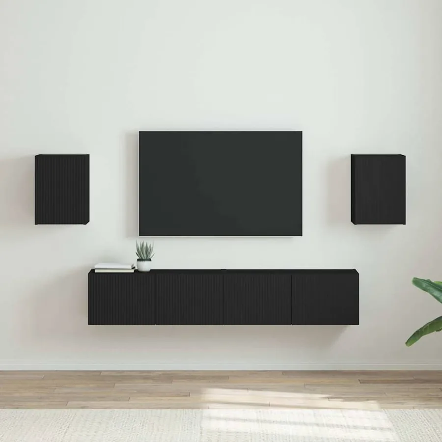 Meuble TV mural 2 pcs Noir 30 x 31 x 40 cm Bois d'ingénierie