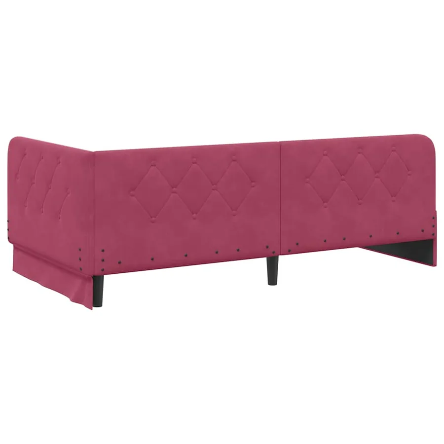 Cadre de lit d'angle Bordeaux 90 x 190 cm Velours - 7