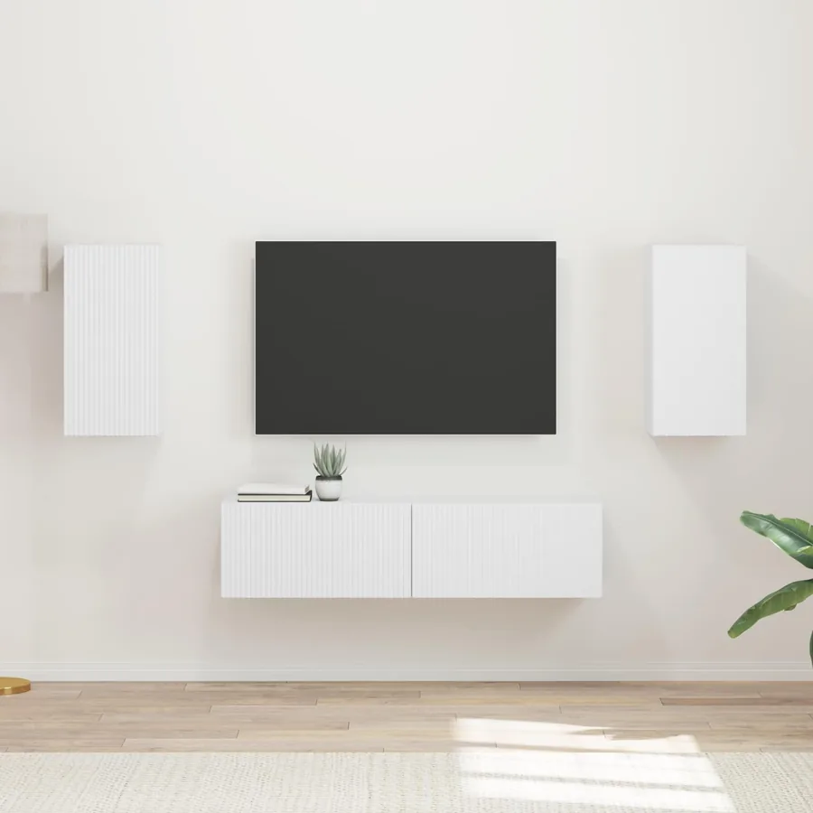 Ensemble meuble TV 4 pcs Blanc Bois d'ingénierie